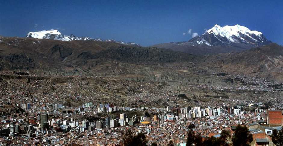 City of La Paz with Illimani mountain in the background