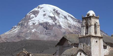 View of the snow-covered Sajama mountain (6,552m)